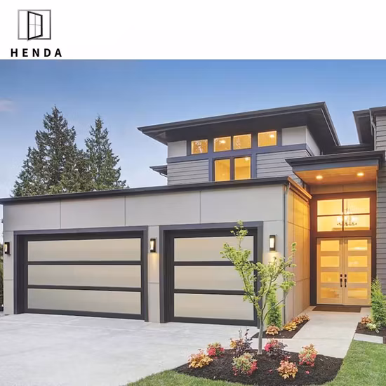 Precios de puertas enrollables de vidrio para garaje seccionales modernas con panel de vidrio de aluminio y suministro de fábrica de China